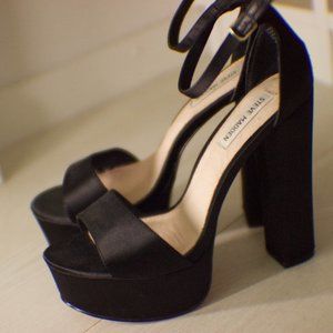 Steve Madden Black Satin Heels